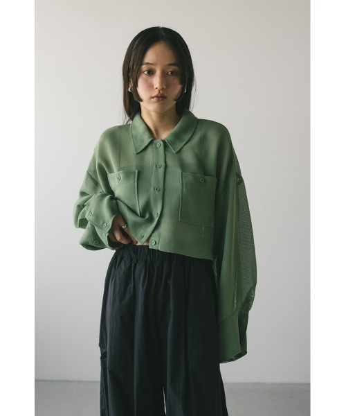 ブラウス シャツ (mici)MESH BIG SHIRT レディース シャツブラウス レディース 大きいサイズ[品番：II000004158