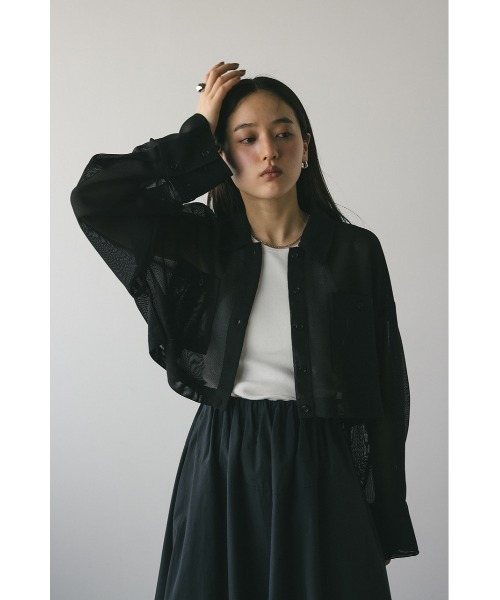 STYLEMIXER（スタイルミキサー）の「ワイドスリーブメッシュショートシャツ（シャツ/ブラウス・レディース・ホワイト/ブラック/グリーン・FREE）」の12枚目の写真