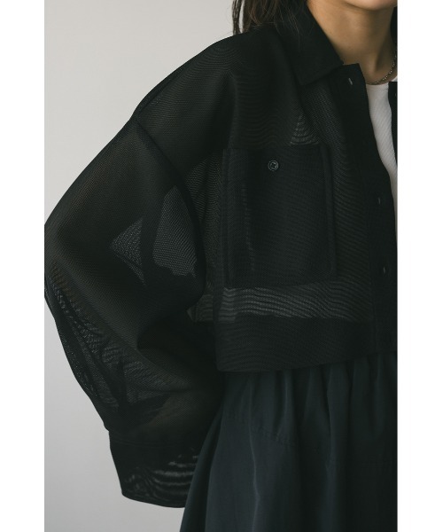 STYLEMIXER（スタイルミキサー）の「ワイドスリーブメッシュショートシャツ（シャツ/ブラウス・レディース・ホワイト/ブラック/グリーン・FREE）」の6枚目の写真
