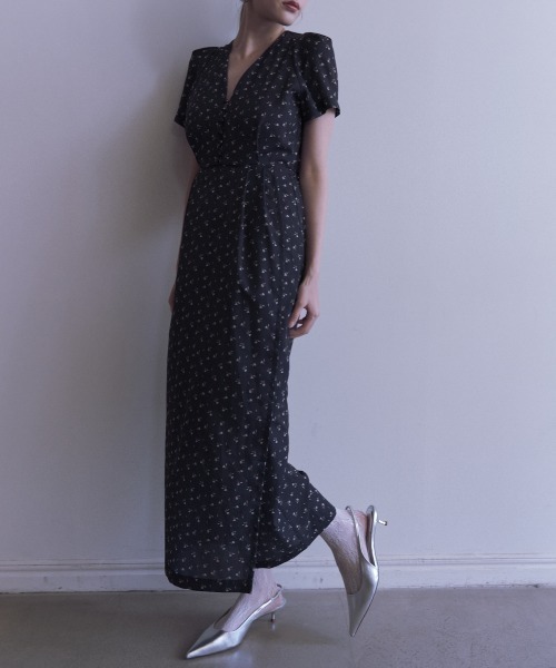 HONEY MI HONEY（ハニーミーハニー）の「floral chiffon puff one-piece（ワンピース・レディース・ブラック/ピンク/ベージュ・FREE）」の2枚目の写真