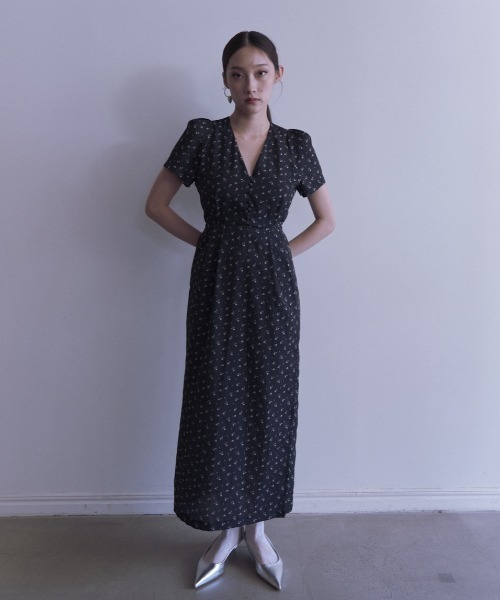 HONEY MI HONEY（ハニーミーハニー）の「floral chiffon puff one-piece（ワンピース・レディース・ブラック/ピンク/ベージュ・FREE）」の12枚目の写真
