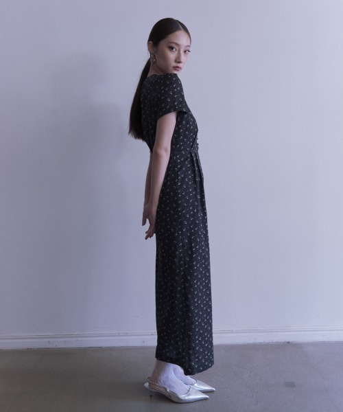 HONEY MI HONEY（ハニーミーハニー）の「floral chiffon puff one-piece（ワンピース・レディース・ブラック/ピンク/ベージュ・FREE）」の13枚目の写真