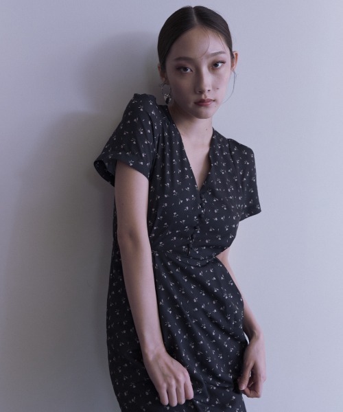 HONEY MI HONEY（ハニーミーハニー）の「floral chiffon puff one-piece（ワンピース・レディース・ブラック/ピンク/ベージュ・FREE）」の15枚目の写真