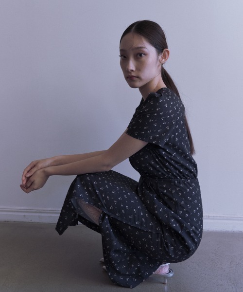HONEY MI HONEY（ハニーミーハニー）の「floral chiffon puff one-piece（ワンピース・レディース・ブラック/ピンク/ベージュ・FREE）」の17枚目の写真