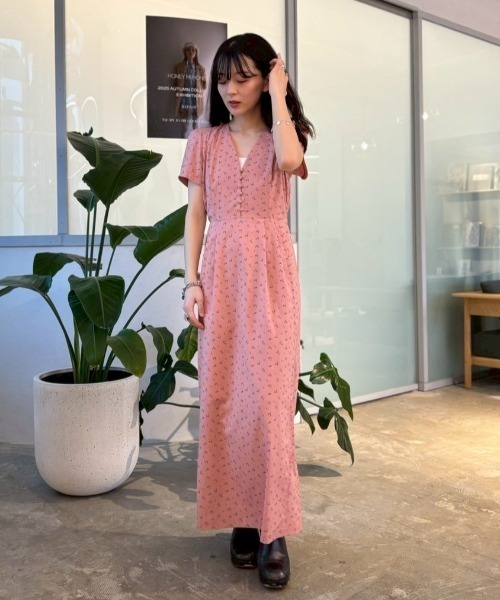 HONEY MI HONEY（ハニーミーハニー）の「floral chiffon puff one-piece（ワンピース・レディース・ブラック/ピンク/ベージュ・FREE）」の20枚目の写真