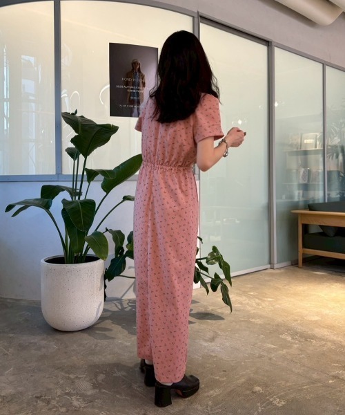 HONEY MI HONEY（ハニーミーハニー）の「floral chiffon puff one-piece（ワンピース・レディース・ブラック/ピンク/ベージュ・FREE）」の21枚目の写真