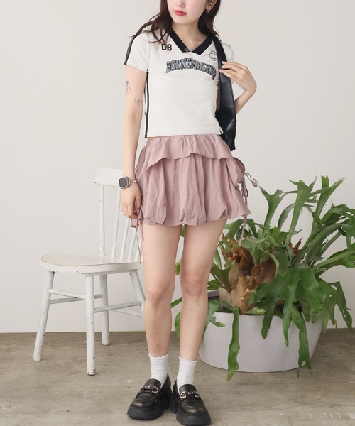 ROOPTOKYO(ループトウキョウ)の「ゲームシャツ風 ミニTシャツ(Tシャツ/カットソー・レディース・スカイブルー/ブルー/グレー/ホワイト/ブラック/レッド・FREE)」の11枚目の写真