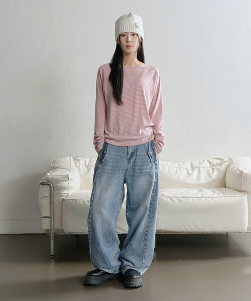 UNE MANSION(ユヌマンション)の「ユニークボタンポケットバルーンシルエットワイドデニムパンツ(デニムパンツ・レディース・ブルー/ブラック・SMALL/LARGE/MEDIUM)」の18枚目の写真
