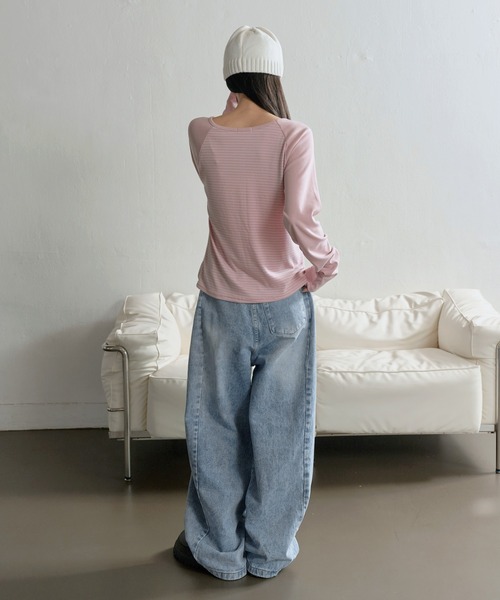 UNE MANSION(ユヌマンション)の「ユニークボタンポケットバルーンシルエットワイドデニムパンツ(デニムパンツ・レディース・ブルー/ブラック・SMALL/LARGE/MEDIUM)」の20枚目の写真
