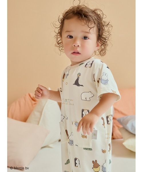 Miffy（ ミッフィー）の「【Dick Bruna】【BABY】【接触冷感】総柄ロンパース（ロンパース・キッズ・ピンク/イエロー/グレー・80/70）」の3枚目の写真
