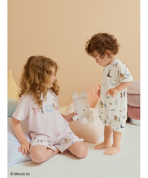 Miffy（ ミッフィー）の「【Dick Bruna】【BABY】【接触冷感】総柄ロンパース（ロンパース・キッズ・ピンク/イエロー/グレー・80/70）」の5枚目の写真