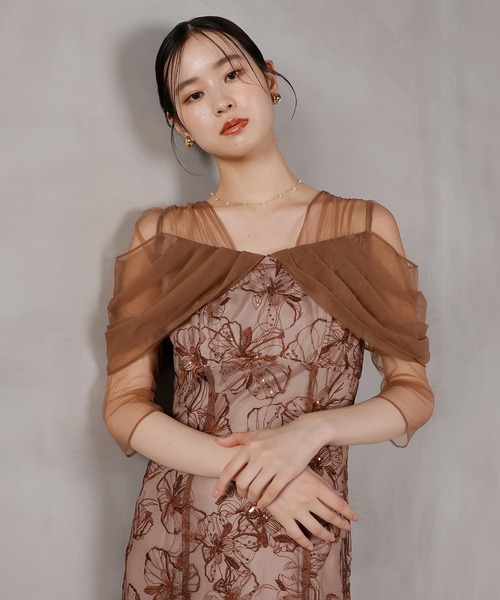 Kana（カナ）の「チュールドレープ スパンコール 花刺繍 ドレス 結婚式