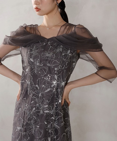 Kana（カナ）の「チュールドレープ スパンコール 花刺繍 ドレス 結婚式