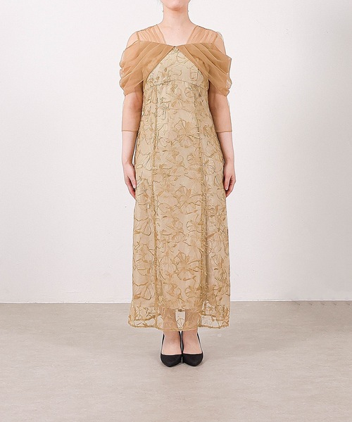 オケージョンドレス　kana Kana ドレス シック フラワー刺繍 パーティー 結婚式 お呼ばれ