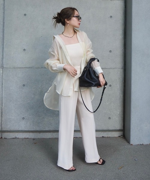 LAULEN（ローレン）の「back open cut sheer shirt /バックオープンカットシアーシャツ（シャツ/ブラウス・レディース・ベージュ/アイボリー・FREE）」の15枚目の写真