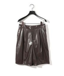 MIDIUMISOLID for Ladies シンセティックレザーショートパンツ
