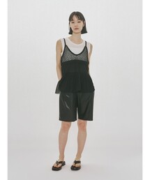 MIDIUMISOLID for Ladies シンセティックレザーショートパンツ