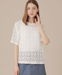 【マッキントッシュロンドン】半袖 Tシャツ 花柄 ラインストーン 白 40 綿 マッキントッシュロンドン】半袖 Tシャツ 花柄 ラインストーン