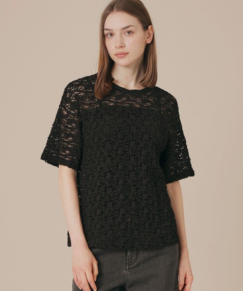 MACKINTOSH LONDON（マッキントッシュ ロンドン）の「フラワーレースジャージープルオーバー（Tシャツ/カットソー・レディース・オフホワイト/ブラック・38）」の2枚目の写真