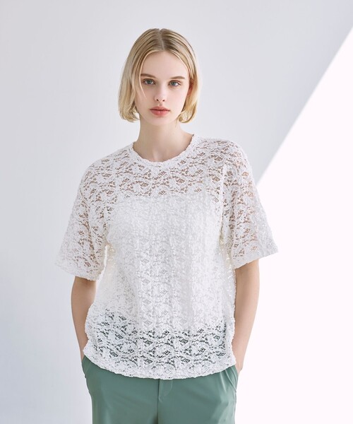 MACKINTOSH LONDON（マッキントッシュ ロンドン）の「フラワーレースジャージープルオーバー（Tシャツ/カットソー・レディース・オフホワイト/ブラック・38）」の3枚目の写真