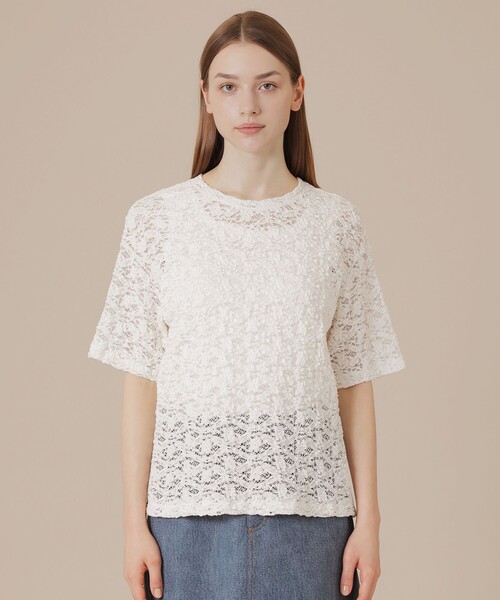 MACKINTOSH LONDON（マッキントッシュ ロンドン）の「フラワーレースジャージープルオーバー（Tシャツ/カットソー・レディース・オフホワイト/ブラック・38）」の9枚目の写真