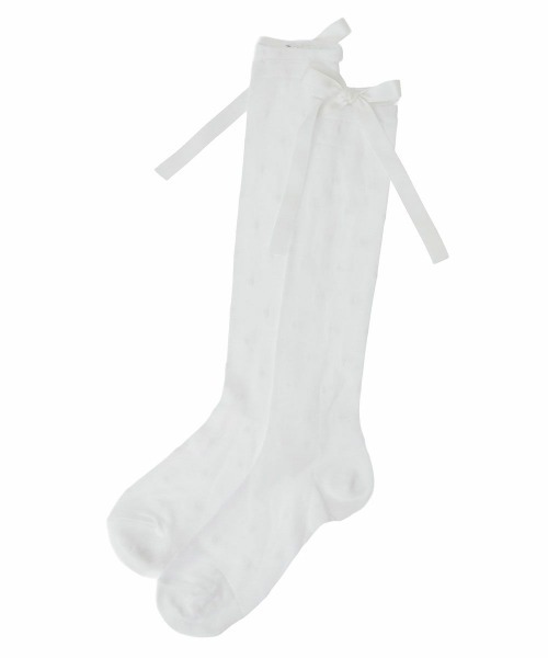 Candy Stripper(キャンディストリッパー)の「DOT SLIT HIGH ソックス(ソックス/靴下・レディース・オフホワイト/ホワイト×ブラック/ブラック・FREE)」の1枚目の写真