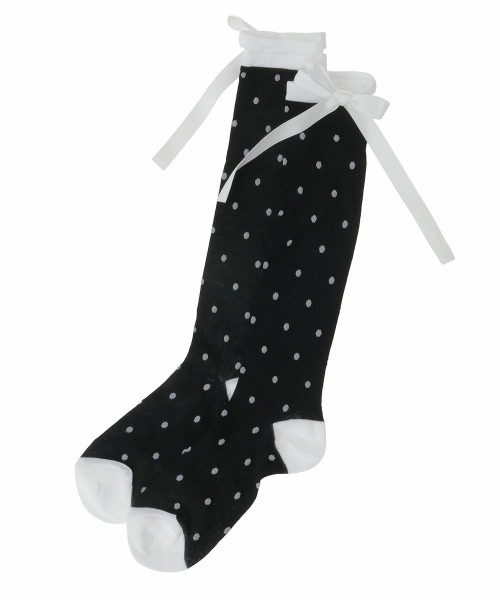Candy Stripper(キャンディストリッパー)の「DOT SLIT HIGH ソックス(ソックス/靴下・レディース・オフホワイト/ホワイト×ブラック/ブラック・FREE)」の3枚目の写真