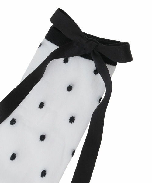 Candy Stripper(キャンディストリッパー)の「DOT SLIT HIGH ソックス(ソックス/靴下・レディース・オフホワイト/ホワイト×ブラック/ブラック・FREE)」の10枚目の写真