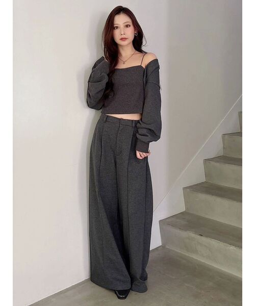 MERCURYDUO（マーキュリーデュオ）の「【WEB限定/セットアップ着用可アイテム】裏毛センターシームパンツ（その他パンツ・レディース・チャコールグレー/ライトグレー・SMALL/MEDIUM）」の3枚目の写真