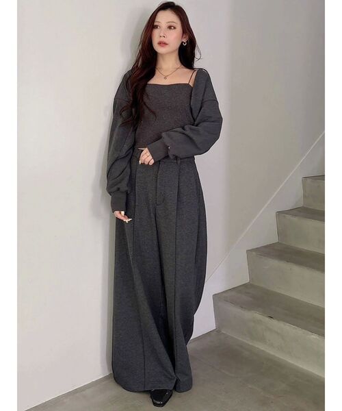 MERCURYDUO（マーキュリーデュオ）の「【WEB限定/セットアップ着用可アイテム】裏毛センターシームパンツ（その他パンツ・レディース・チャコールグレー/ライトグレー・SMALL/MEDIUM）」の4枚目の写真