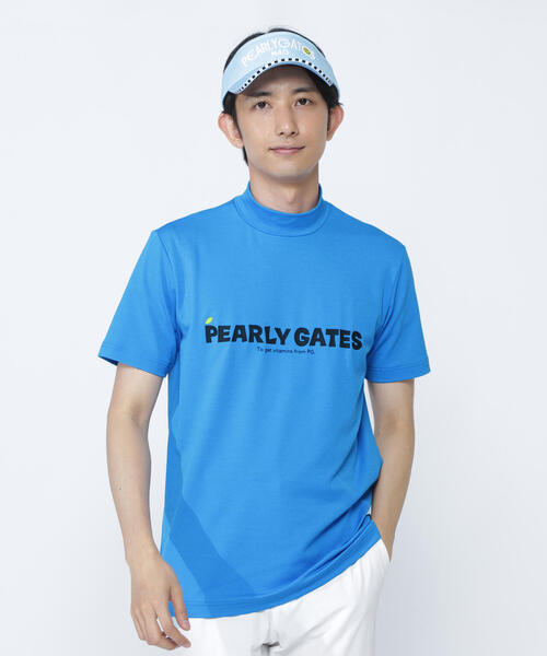 新品 パーリーゲイツ 半袖モックネック ボーダー ブルー XLサイズ（6） PEARLY GATES パーリーゲイツ モックネック 半袖シャツ ボーダー 4