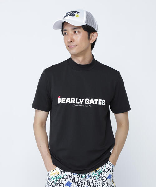 PEARLY GATES 裏起毛モックネックシャツ used パーリーゲイツ PEARLY GATES 半袖モックネックシャツ ネイビー