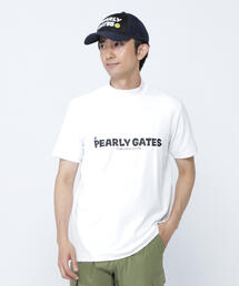 パーリーゲイツ PEARLY GATES モックネック　Ｔシャツ 白 新しい到着 GATES PEARLY パーリーゲイツ Tシャツ 半袖 モック