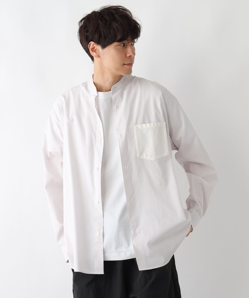 FOUND GOOD（ファウンドグッド）の「バンドカラーシャツ（シャツ/ブラウス・メンズ・ネイビー/ブルー系/ホワイト系1/グレー系5・XL/M/L）」の2枚目の写真