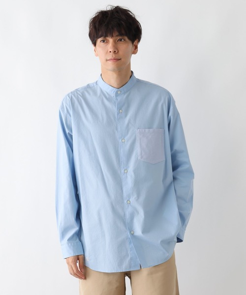 FOUND GOOD（ファウンドグッド）の「バンドカラーシャツ（シャツ/ブラウス・メンズ・ネイビー/ブルー系/ホワイト系1/グレー系5・XL/M/L）」の4枚目の写真