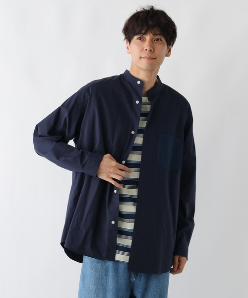 FOUND GOOD（ファウンドグッド）の「バンドカラーシャツ（シャツ/ブラウス・メンズ・ネイビー/ブルー系/ホワイト系1/グレー系5・XL/M/L）」の3枚目の写真