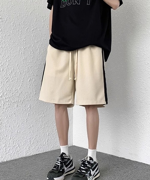 THE HITSS(ヒッツ)の「サイドライン ワッフル ハーフパンツ(トラックパンツ)(その他パンツ・メンズ・ブラック/アイボリー・M/L)」の5枚目の写真