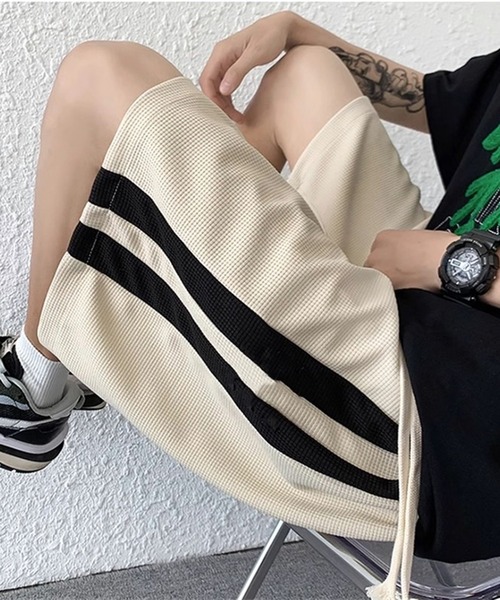 THE HITSS(ヒッツ)の「サイドライン ワッフル ハーフパンツ(トラックパンツ)(その他パンツ・メンズ・ブラック/アイボリー・M/L)」の12枚目の写真