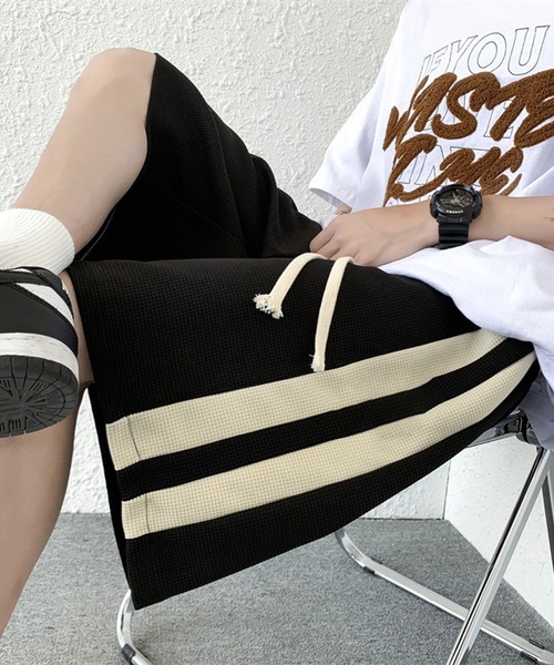 THE HITSS(ヒッツ)の「サイドライン ワッフル ハーフパンツ(トラックパンツ)(その他パンツ・メンズ・ブラック/アイボリー・M/L)」の14枚目の写真
