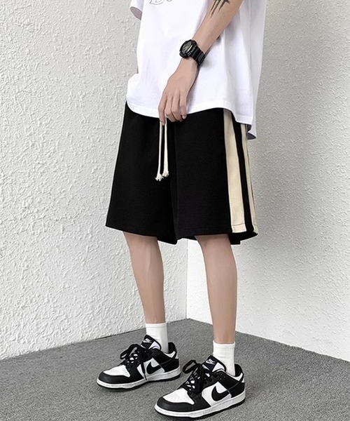 THE HITSS(ヒッツ)の「サイドライン ワッフル ハーフパンツ(トラックパンツ)(その他パンツ・メンズ・ブラック/アイボリー・M/L)」の7枚目の写真