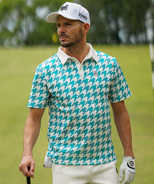 DIVINER GOLF】メッシュチドリ柄 ポロシャツ メンズ ゴルフウェア 襟