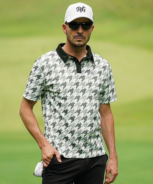 DIVINER GOLF】メッシュチドリ柄 ポロシャツ メンズ ゴルフウェア 襟