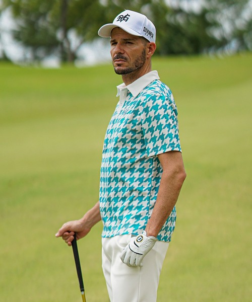 DIVINER GOLF】メッシュチドリ柄 ポロシャツ メンズ ゴルフ