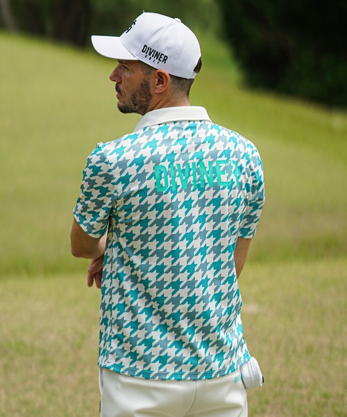 1piu1uguale3 GOLF 千鳥柄　ポロシャツ　メンズ　ゴルフ　M ロゴ 1piu1uguale3 GOLF 千鳥柄 ポロシャツ メンズ ゴルフ M ロゴ