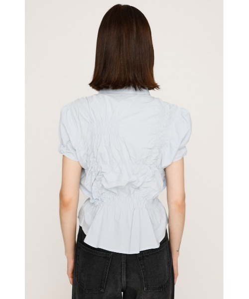 SLY（スライ）の「RANDOM SHIRRING S/SLEEVE TOPS ランダム シャーリング ショートスリーブ トップス 半袖 夏服（シャツ/ブラウス・レディース・ライトイエロー/ライトブルー/ホワイト・FREE）」の11枚目の写真