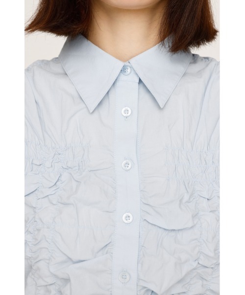 RANDOM SHIRRING S/SLEEVE TOPS ランダム シャーリング ショート