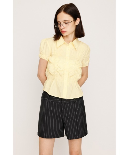 セール】RANDOM SHIRRING S/SLEEVE TOPS ランダム シャーリング