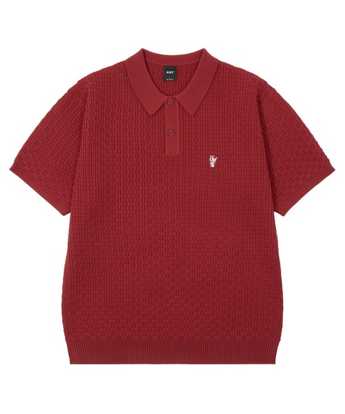 【未使用】HUF FLOWER KNIT POLO 刺繍 総柄 メンズ L 未使用】HUF FLOWER KNIT POLO 刺繍 総柄 メンズ L HUF（ハフ）の