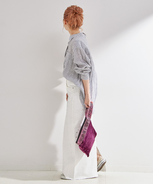 B.C STOCK（ベーセーストック）の「ウォッシャブル / DU JOUR/デュ ジュール LEAN GLITTER JEAN SKIRT（スカート・レディース・ホワイト/ブルー系その他・36/38）」の3枚目の写真