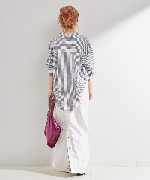 B.C STOCK（ベーセーストック）の「ウォッシャブル / DU JOUR/デュ ジュール LEAN GLITTER JEAN SKIRT（スカート・レディース・ホワイト/ブルー系その他・36/38）」の4枚目の写真